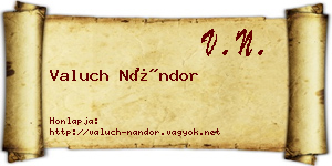 Valuch Nándor névjegykártya