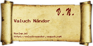 Valuch Nándor névjegykártya